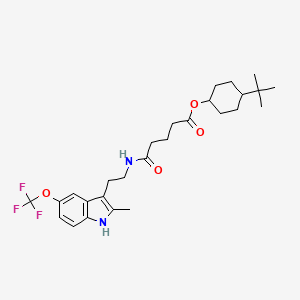 molecular formula C27H37F3N2O4 B11069498 4-tert-butylcyclohexyl 5-({2-[2-methyl-5-(trifluoromethoxy)-1H-indol-3-yl]ethyl}amino)-5-oxopentanoate CAS No. 889945-04-4