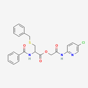 molecular formula C24H22ClN3O4S B11069508 [(5-Chloropyridin-2-YL)carbamoyl]methyl 3-(benzylsulfanyl)-2-(phenylformamido)propanoate 