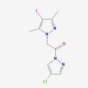 molecular formula C10H10ClIN4O B11069513 1-(4-chloro-1H-pyrazol-1-yl)-2-(4-iodo-3,5-dimethyl-1H-pyrazol-1-yl)ethanone 