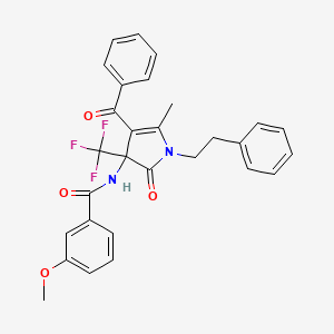 3-methoxy-N-[5-methyl-2-oxo-4-(phenylcarbonyl)-1-(2-phenylethyl)-3-(trifluoromethyl)-2,3-dihydro-1H-pyrrol-3-yl]benzamide