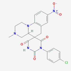 1'-(4-chlorophenyl)-3-methyl-8-nitro-2,3,4,4a-tetrahydro-1H,2'H,6H-spiro[pyrazino[1,2-a]quinoline-5,5'-pyrimidine]-2',4',6'(1'H,3'H)-trione