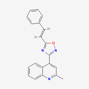 molecular formula C20H15N3O B11069597 Quinoline, 2-methyl-4-(5-styryl-[1,2,4]oxadiazol-3-yl)- 