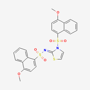 molecular formula C25H20N2O6S3 B11069615 4-methoxy-N-[(2Z)-3-[(4-methoxynaphthalen-1-yl)sulfonyl]-1,3-thiazol-2(3H)-ylidene]naphthalene-1-sulfonamide 