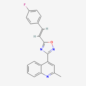 molecular formula C20H14FN3O B11069624 Quinoline, 4-[5-[2-(4-fluorophenyl)vinyl]-[1,2,4]oxadiazol-3-yl]-2-methyl- 