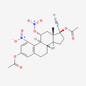 (11alpha,17beta)-17-Ethynyl-1-nitro-11-(nitrooxy)estra-1,3,5(10)-triene-3,17-diyl diacetate