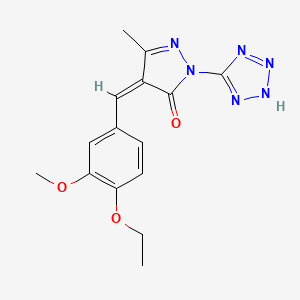 molecular formula C15H16N6O3 B11069662 (4Z)-4-(4-ethoxy-3-methoxybenzylidene)-5-methyl-2-(1H-tetrazol-5-yl)-2,4-dihydro-3H-pyrazol-3-one 