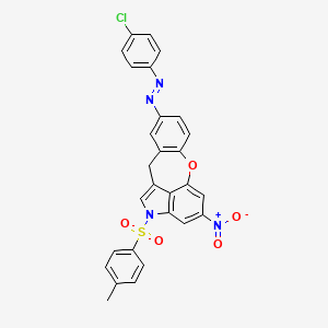 molecular formula C28H19ClN4O5S B11069702 9-[(Z)-(4-chlorophenyl)diazenyl]-2-[(4-methylphenyl)sulfonyl]-4-nitro-2,11-dihydro[1]benzoxepino[4,3,2-cd]indole 