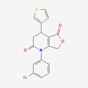 molecular formula C17H12BrNO3S B11069715 1-(3-bromophenyl)-4-(thiophen-3-yl)-4,7-dihydrofuro[3,4-b]pyridine-2,5(1H,3H)-dione 