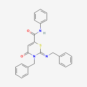 molecular formula C25H21N3O2S B11069746 (2Z)-3-benzyl-2-(benzylimino)-4-oxo-N-phenyl-3,4-dihydro-2H-1,3-thiazine-6-carboxamide 