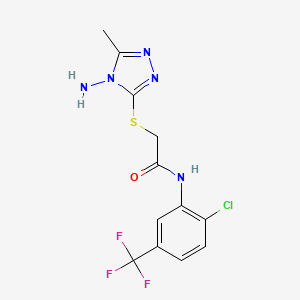 molecular formula C12H11ClF3N5OS B11069796 2-[(4-amino-5-methyl-4H-1,2,4-triazol-3-yl)sulfanyl]-N-[2-chloro-5-(trifluoromethyl)phenyl]acetamide 