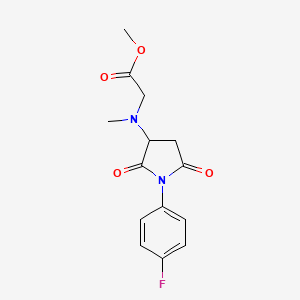 molecular formula C14H15FN2O4 B11069848 methyl N-[1-(4-fluorophenyl)-2,5-dioxopyrrolidin-3-yl]-N-methylglycinate 