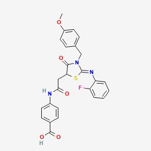 4-({[(2Z)-2-[(2-fluorophenyl)imino]-3-(4-methoxybenzyl)-4-oxo-1,3-thiazolidin-5-yl]acetyl}amino)benzoic acid