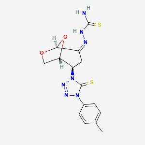 molecular formula C15H17N7O2S2 B11069885 (2Z)-2-{(1R,2R,5S)-2-[4-(4-methylphenyl)-5-thioxo-4,5-dihydro-1H-tetrazol-1-yl]-6,8-dioxabicyclo[3.2.1]oct-4-ylidene}hydrazinecarbothioamide (non-preferred name) 