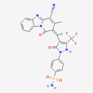 4-[(4E)-4-[(4-cyano-1-hydroxy-3-methylpyrido[1,2-a]benzimidazol-2-yl)methylidene]-5-oxo-3-(trifluoromethyl)-4,5-dihydro-1H-pyrazol-1-yl]benzenesulfonamide