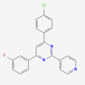 molecular formula C21H13ClFN3 B11069894 4-(4-Chlorophenyl)-6-(3-fluorophenyl)-2-(4-pyridyl)pyrimidine 