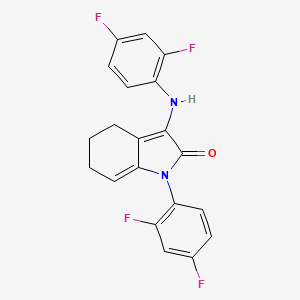 molecular formula C20H14F4N2O B11069909 1-(2,4-difluorophenyl)-3-[(2,4-difluorophenyl)amino]-1,4,5,6-tetrahydro-2H-indol-2-one 