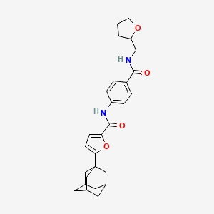 molecular formula C27H32N2O4 B11069988 N-{4-[(tetrahydrofuran-2-ylmethyl)carbamoyl]phenyl}-5-(tricyclo[3.3.1.1~3,7~]dec-1-yl)furan-2-carboxamide 