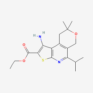 Ethyl 1-amino-5-isopropyl-8,8-dimethyl-8,9-dihydro-6H-pyrano[4,3-D]thieno[2,3-B]pyridine-2-carboxylate