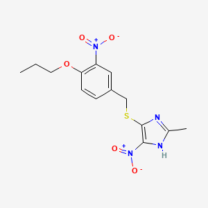 molecular formula C14H16N4O5S B11070000 2-methyl-4-nitro-5-[(3-nitro-4-propoxybenzyl)sulfanyl]-1H-imidazole 