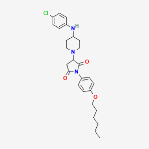 molecular formula C27H34ClN3O3 B11070015 3-{4-[(4-Chlorophenyl)amino]piperidin-1-yl}-1-[4-(hexyloxy)phenyl]pyrrolidine-2,5-dione 