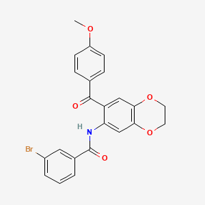 molecular formula C23H18BrNO5 B11070032 3-bromo-N-{7-[(4-methoxyphenyl)carbonyl]-2,3-dihydro-1,4-benzodioxin-6-yl}benzamide 