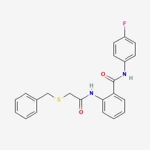 molecular formula C22H19FN2O2S B11070040 Benzamide, 2-(2-benzylsulfanylacetylamino)-N-(4-fluorophenyl)- 