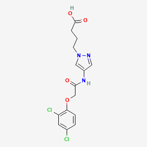 molecular formula C15H15Cl2N3O4 B11070049 4-(4-{[(2,4-dichlorophenoxy)acetyl]amino}-1H-pyrazol-1-yl)butanoic acid 