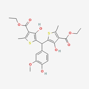 Diethyl 5,5'-[(4-hydroxy-3-methoxyphenyl)methanediyl]bis(4-hydroxy-2-methylthiophene-3-carboxylate)