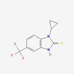 molecular formula C11H9F3N2S B11070076 1-cyclopropyl-5-(trifluoromethyl)-1H-benzimidazole-2-thiol 