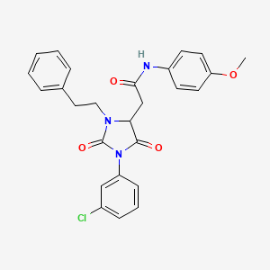 2-[1-(3-chlorophenyl)-2,5-dioxo-3-(2-phenylethyl)imidazolidin-4-yl]-N-(4-methoxyphenyl)acetamide