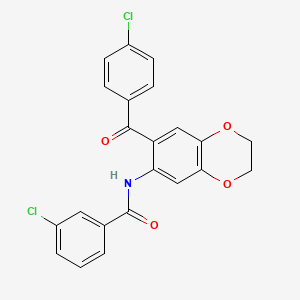 molecular formula C22H15Cl2NO4 B11070108 3-chloro-N-{7-[(4-chlorophenyl)carbonyl]-2,3-dihydro-1,4-benzodioxin-6-yl}benzamide 