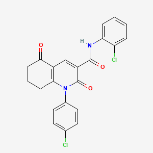 molecular formula C22H16Cl2N2O3 B11070115 N-(2-chlorophenyl)-1-(4-chlorophenyl)-2,5-dioxo-1,2,5,6,7,8-hexahydroquinoline-3-carboxamide 