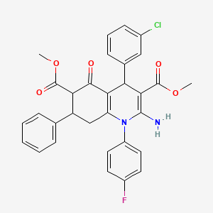 Dimethyl 2-amino-4-(3-chlorophenyl)-1-(4-fluorophenyl)-5-oxo-7-phenyl-1,4,5,6,7,8-hexahydroquinoline-3,6-dicarboxylate