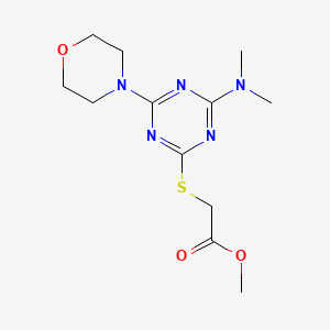 molecular formula C12H19N5O3S B11070187 Methyl {[4-(dimethylamino)-6-(morpholin-4-yl)-1,3,5-triazin-2-yl]sulfanyl}acetate 