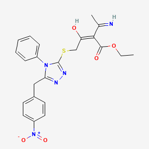 ethyl (2E)-3-amino-2-({[5-(4-nitrobenzyl)-4-phenyl-4H-1,2,4-triazol-3-yl]sulfanyl}acetyl)but-2-enoate