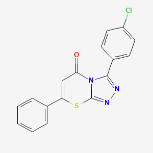 molecular formula C17H10ClN3OS B11070201 3-(4-chlorophenyl)-7-phenyl-5H-[1,2,4]triazolo[3,4-b][1,3]thiazin-5-one 