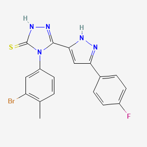 molecular formula C18H13BrFN5S B11070202 4-(3-bromo-4-methylphenyl)-5-[3-(4-fluorophenyl)-1H-pyrazol-5-yl]-4H-1,2,4-triazole-3-thiol 