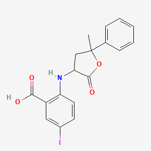 molecular formula C18H16INO4 B11070210 5-Iodo-2-[(5-methyl-2-oxo-5-phenyltetrahydro-3-furanyl)amino]benzoic acid 