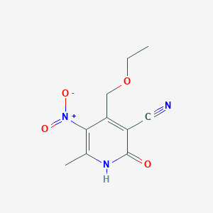 molecular formula C10H11N3O4 B11070237 4-(Ethoxymethyl)-6-methyl-5-nitro-2-oxo-1,2-dihydropyridine-3-carbonitrile 