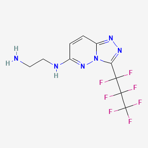 molecular formula C10H9F7N6 B11070245 N-[3-(heptafluoropropyl)[1,2,4]triazolo[4,3-b]pyridazin-6-yl]ethane-1,2-diamine 