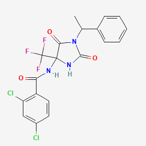 2,4-dichloro-N-[2,5-dioxo-1-(1-phenylethyl)-4-(trifluoromethyl)imidazolidin-4-yl]benzamide