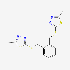 molecular formula C14H14N4S4 B11070314 1,3,4-Thiadiazole, 2,2'-[1,2-phenylenebis(methylenethio)]bis[5-methyl- CAS No. 500989-01-5