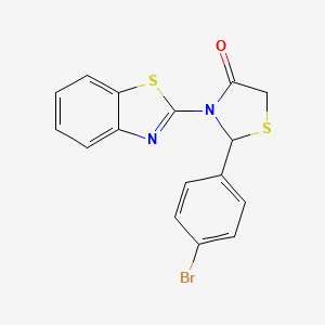 molecular formula C16H11BrN2OS2 B11070325 3-(1,3-Benzothiazol-2-yl)-2-(4-bromophenyl)-1,3-thiazolidin-4-one 