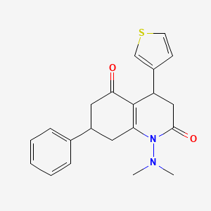 molecular formula C21H22N2O2S B11070383 1-(dimethylamino)-7-phenyl-4-(thiophen-3-yl)-4,6,7,8-tetrahydroquinoline-2,5(1H,3H)-dione 