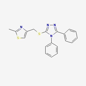 molecular formula C19H16N4S2 B11070384 3-{[(2-methyl-1,3-thiazol-4-yl)methyl]sulfanyl}-4,5-diphenyl-4H-1,2,4-triazole 