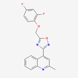 molecular formula C19H13F2N3O2 B11070414 4-{5-[(2,4-Difluorophenoxy)methyl]-1,2,4-oxadiazol-3-yl}-2-methylquinoline 