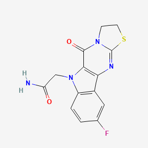 2-(4-fluoro-10-oxo-14-thia-8,11,16-triazatetracyclo[7.7.0.02,7.011,15]hexadeca-1(9),2(7),3,5,15-pentaen-8-yl)acetamide