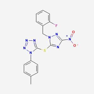 5-{[1-(2-fluorobenzyl)-3-nitro-1H-1,2,4-triazol-5-yl]sulfanyl}-1-(4-methylphenyl)-1H-tetrazole