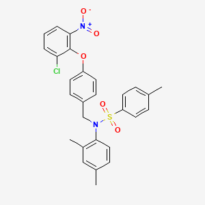 molecular formula C28H25ClN2O5S B11070440 N-[4-(2-chloro-6-nitrophenoxy)benzyl]-N-(2,4-dimethylphenyl)-4-methylbenzenesulfonamide 