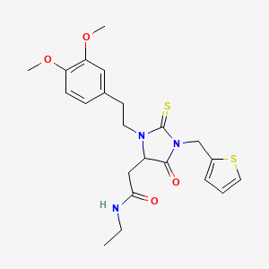 2-{3-[2-(3,4-dimethoxyphenyl)ethyl]-5-oxo-1-(thiophen-2-ylmethyl)-2-thioxoimidazolidin-4-yl}-N-ethylacetamide